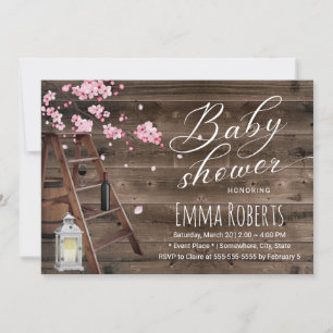 Invitation Baby shower en fleurs de cerisier de l'échelle en