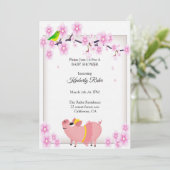 Invitation Baby shower en fleurs de cerisier rose (Debout devant)