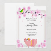 Invitation Baby shower en fleurs de cerisier rose (Devant / Derrière)