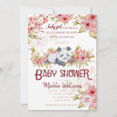Invitation Baby shower en fleurs de cerisier rose Panda Sleep (Devant)