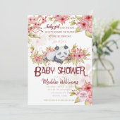 Invitation Baby shower en fleurs de cerisier rose Panda Sleep (Debout devant)