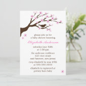 Invitation Baby shower en fleurs de cerisiers roses (Debout devant)