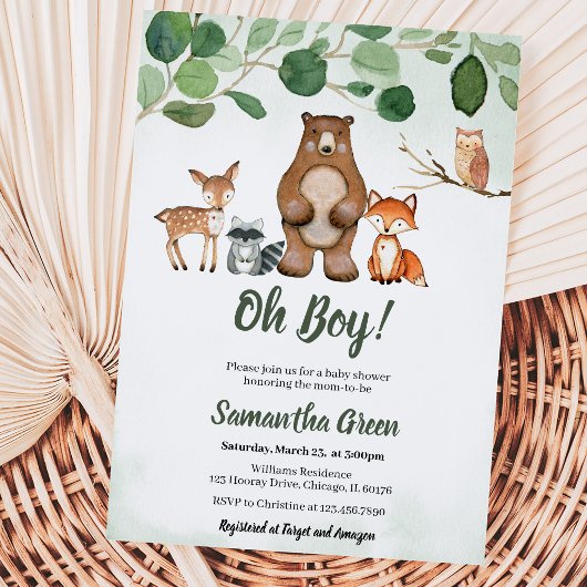 Invitation Baby Shower en Forêt