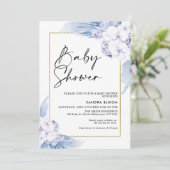 Invitation Baby shower en herbe Boho Bleu Chaud Pampas (Debout devant)