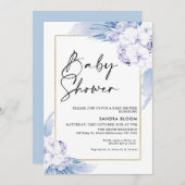 Invitation Baby shower en herbe Boho Bleu Chaud Pampas (Devant / Derrière)