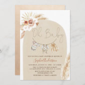 Invitation Baby shower en herbe Boho Pampas  (Devant / Derrière)