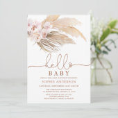 Invitation Baby shower en herbe Boho Pampas du dés (Debout devant)