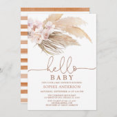 Invitation Baby shower en herbe Boho Pampas du dés (Devant / Derrière)
