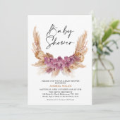 Invitation Baby shower en laiton de Boho Pampas vi (Debout devant)