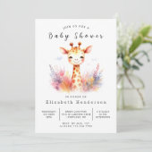 Invitation Baby shower en ligne Boho Giraffe (Debout devant)