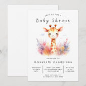 Invitation Baby shower en ligne Boho Giraffe (Devant / Derrière)