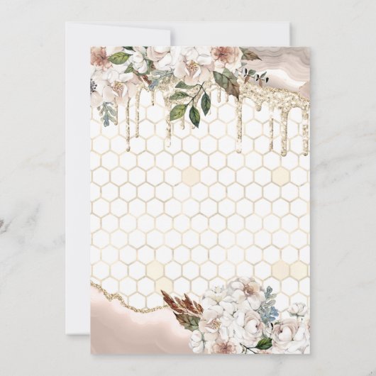 Invitation Baby shower en marbre à Parties scintillant fleuri (Dos)