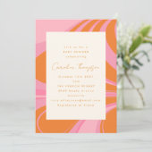Invitation Baby shower en marbre Abstrait Boho Rose (Debout devant)