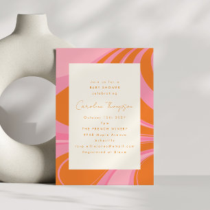 Invitation Baby shower en marbre Abstrait Boho Rose