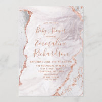 Baby shower en marbre blanc et Rose Gold Agate