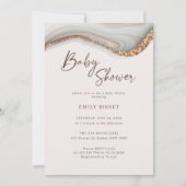 Invitation Baby shower en marbre de pierre d'Agate (Devant)