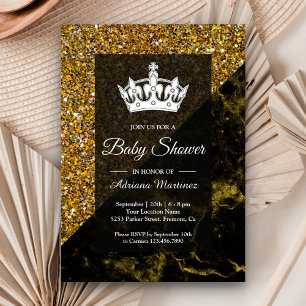 Invitation Baby shower en marbre d'or Faux Gold Parties scint