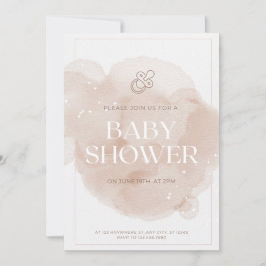 Invitation baby shower en marbre rose (Devant)