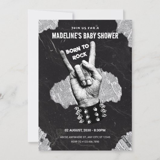 Invitation Baby shower en métal Black Rock (Devant)