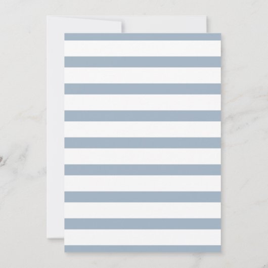 Invitation Baby shower en or Dusty Blue Stripe (Dos)