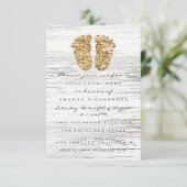 Invitation Baby shower en or gris Pieds bois Rustique Garçon (Debout devant)