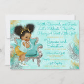 Invitation Baby shower en or turquoise (Devant)