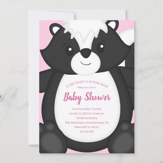 Invitation Baby shower en peau rose (Devant)