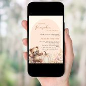 Invitation Baby shower en peluche fleur sauvage citrouille