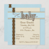 Invitation Baby shower en plaid (Devant / Derrière)