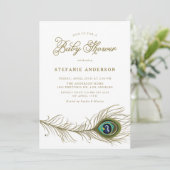 Invitation Baby shower en plume de paon en Whimsical (Debout devant)