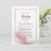 Invitation Baby shower en plumes roses poussiéreuses (Debout devant)