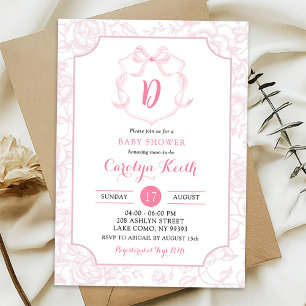 Invitation Baby shower en poitrine rose pâle