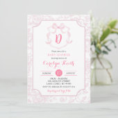 Invitation Baby shower en poitrine rose pâle (Debout devant)