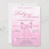 Invitation Baby shower en rose et blanc (Devant)