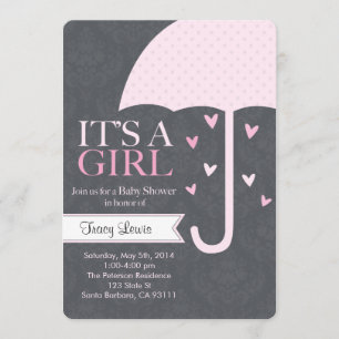 Invitation Baby shower en rose et gris