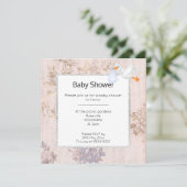 Invitation Baby shower EN STORE MODERNE ROSE ET ROSE OR BLEU (Debout devant)