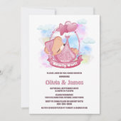 Invitation Baby shower en Teddy rose (Devant)