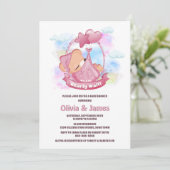 Invitation Baby shower en Teddy rose (Debout devant)