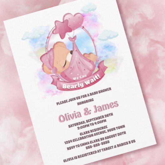 Invitation Baby shower en Teddy rose