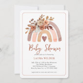 Invitation Baby shower en terre cuite Boho aquarelle arc-en-c (Devant)