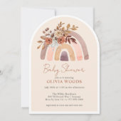 Invitation Baby shower en terre cuite Boho aquarelle arc-en-c (Devant)