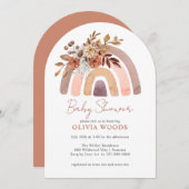 Invitation Baby shower en terre cuite Boho aquarelle arc-en-c (Devant / Derrière)