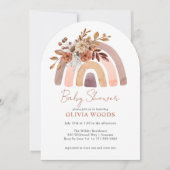 Invitation Baby shower en terre cuite Boho aquarelle arc-en-c (Devant)