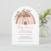 Invitation Baby shower en terre cuite Boho aquarelle arc-en-c (Debout devant)