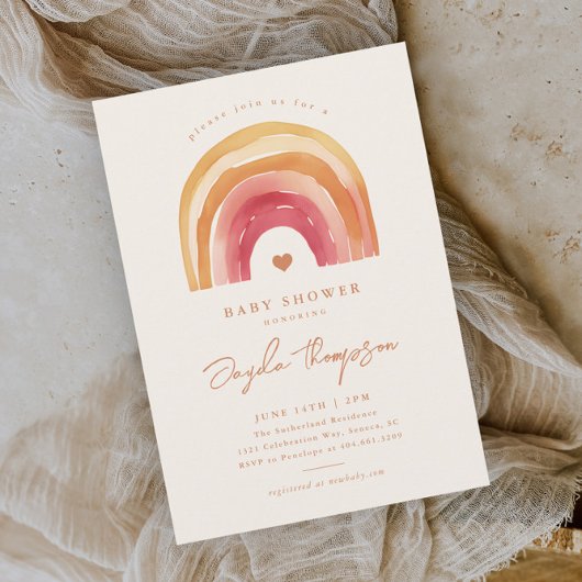 Invitation Baby shower en terre cuite Boho Rainbow