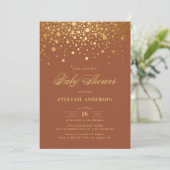 Invitation Baby shower en terre cuite Faux Gold Foil Confetti (Debout devant)