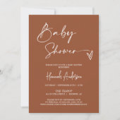 Invitation Baby shower en terre cuite moderne simple QR Code (Devant)
