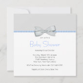 Invitation Baby shower en tissu bleu et gris (Dos)