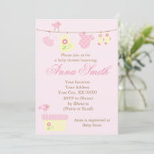 Invitation Baby shower en tissu rose (Debout devant)