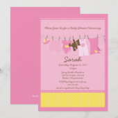 Invitation Baby shower en tissu rose (Devant / Derrière)